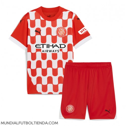 Camiseta Girona Primera Equipación Replica 2024-25 para niños mangas cortas (+ Pantalones cortos)